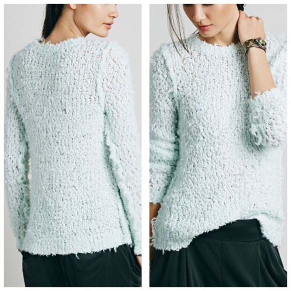 NWOT FreePeople fuzzy mint green polarbear sweater - Picture 6 of 8